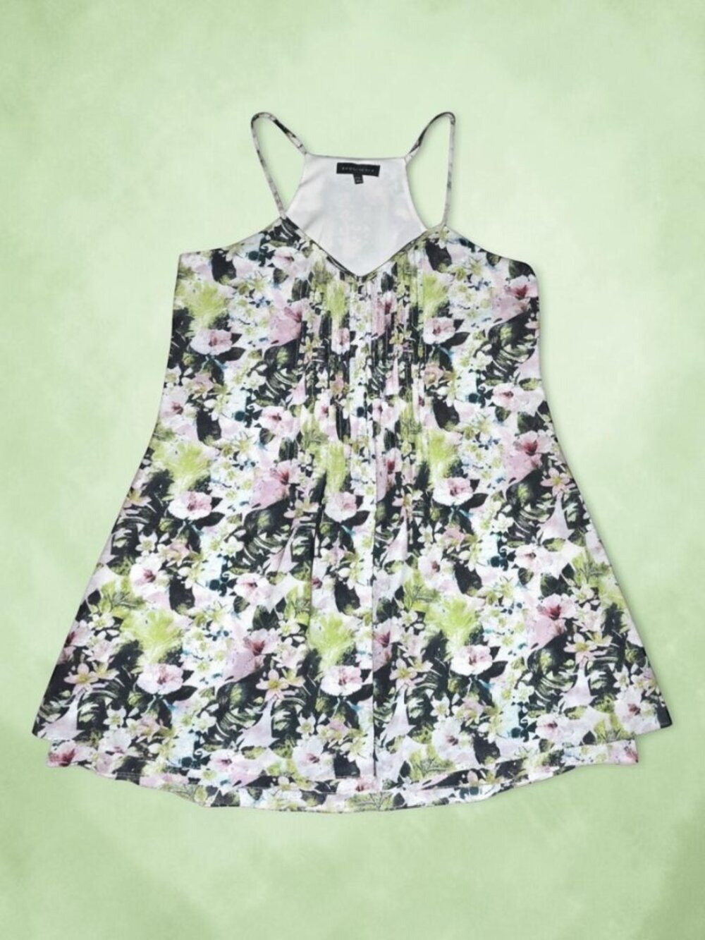 Sanctuary Watercolor Floral Pleated V-Neck Mini Slip Dress XL Boho Cottagecore - Picture 10 of 17